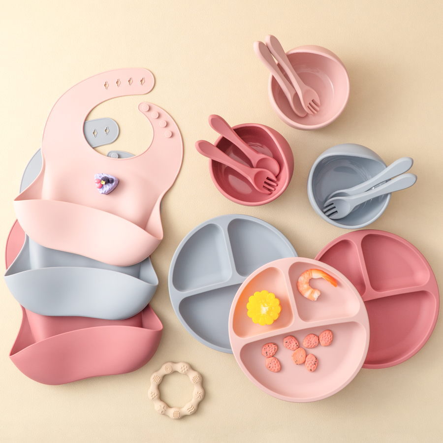 Baby Led Weaning Set - 5Pcs Baby Silicone Feeding Set Round