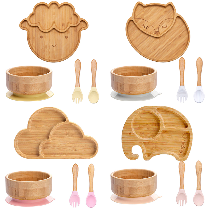 Baby Led Weaning Set - 4pcs Children's Tableware Suction Plate Bowl