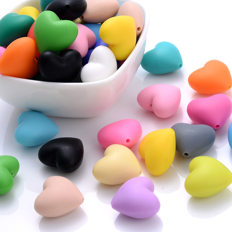 10Pcs Peach Heart Silicone Bea - Baby Products Eco Friendly review and price