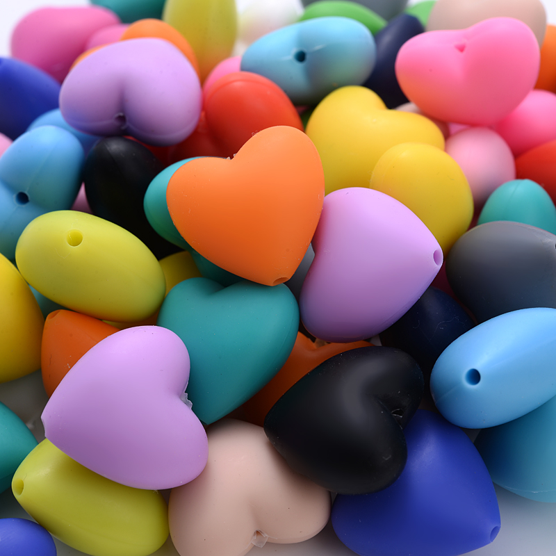 10Pcs Peach Heart Silicone Bea - Baby Products Eco Friendly review and price