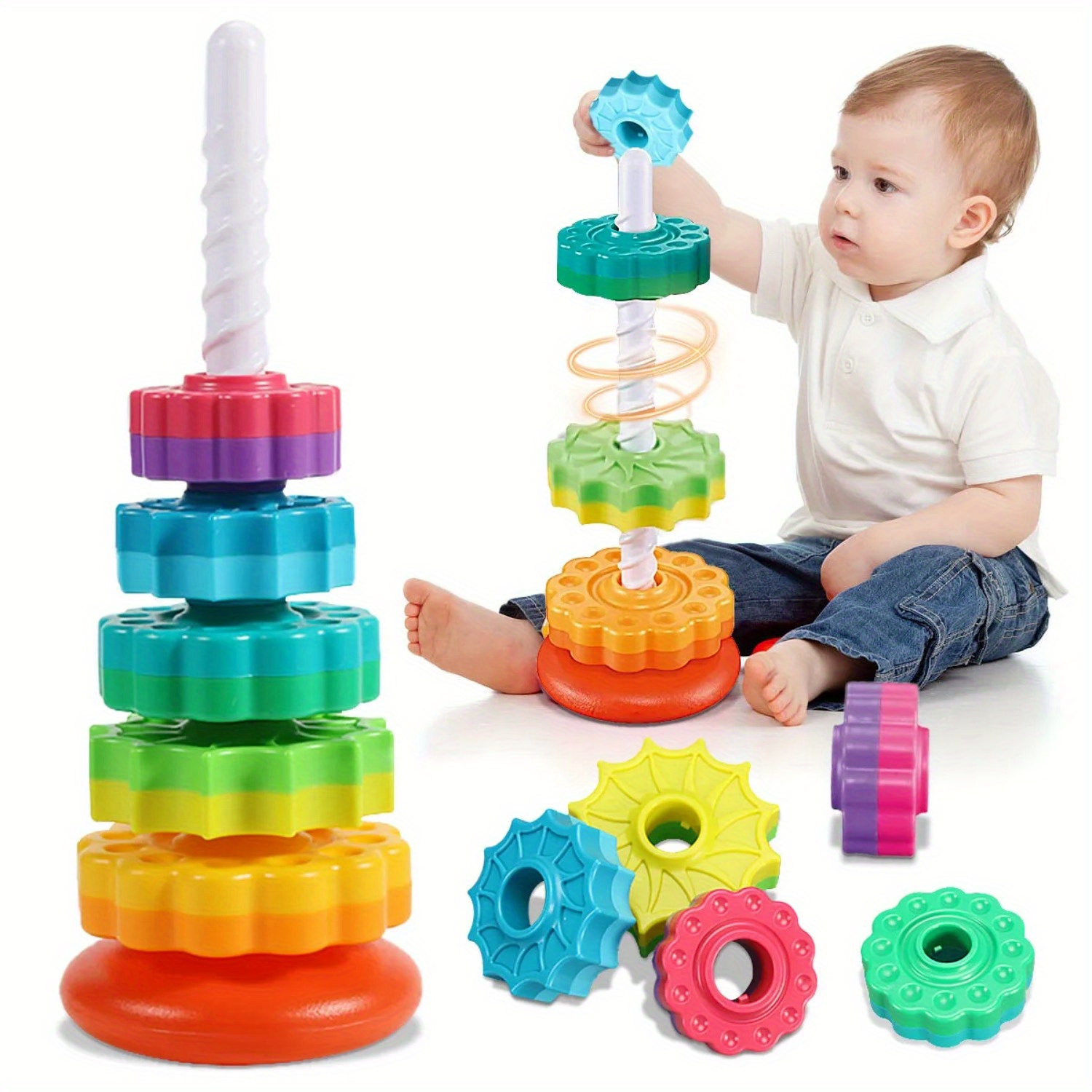 Rotating Rainbow Tower Stack & - Toddler Learning Tower review and price